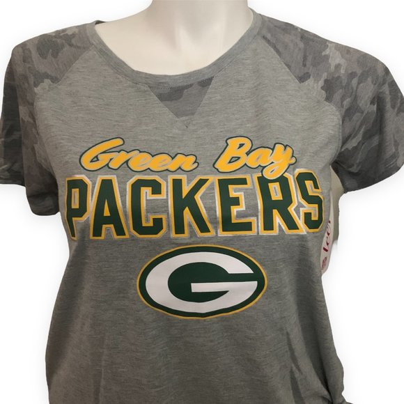 NWT: NFL Green Bay Packers | Camo Short-Sleeve T-Shirt with Knot | Sz Juniors L - Picture 2 of 10
